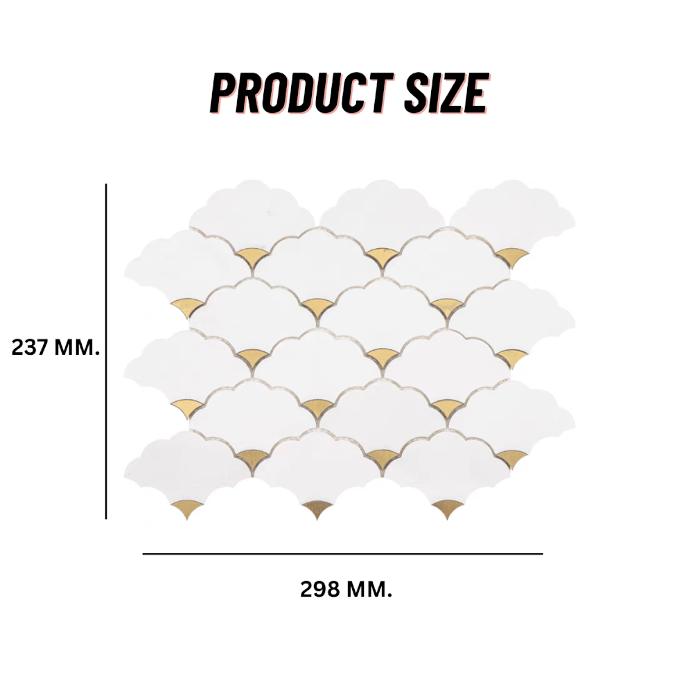 โมเสคหินอ่อน TIMELESS TILES รุ่น LUCKY CLOUD 23.7X29.8 ซม. สีขาว CRYSTAL WHITE
